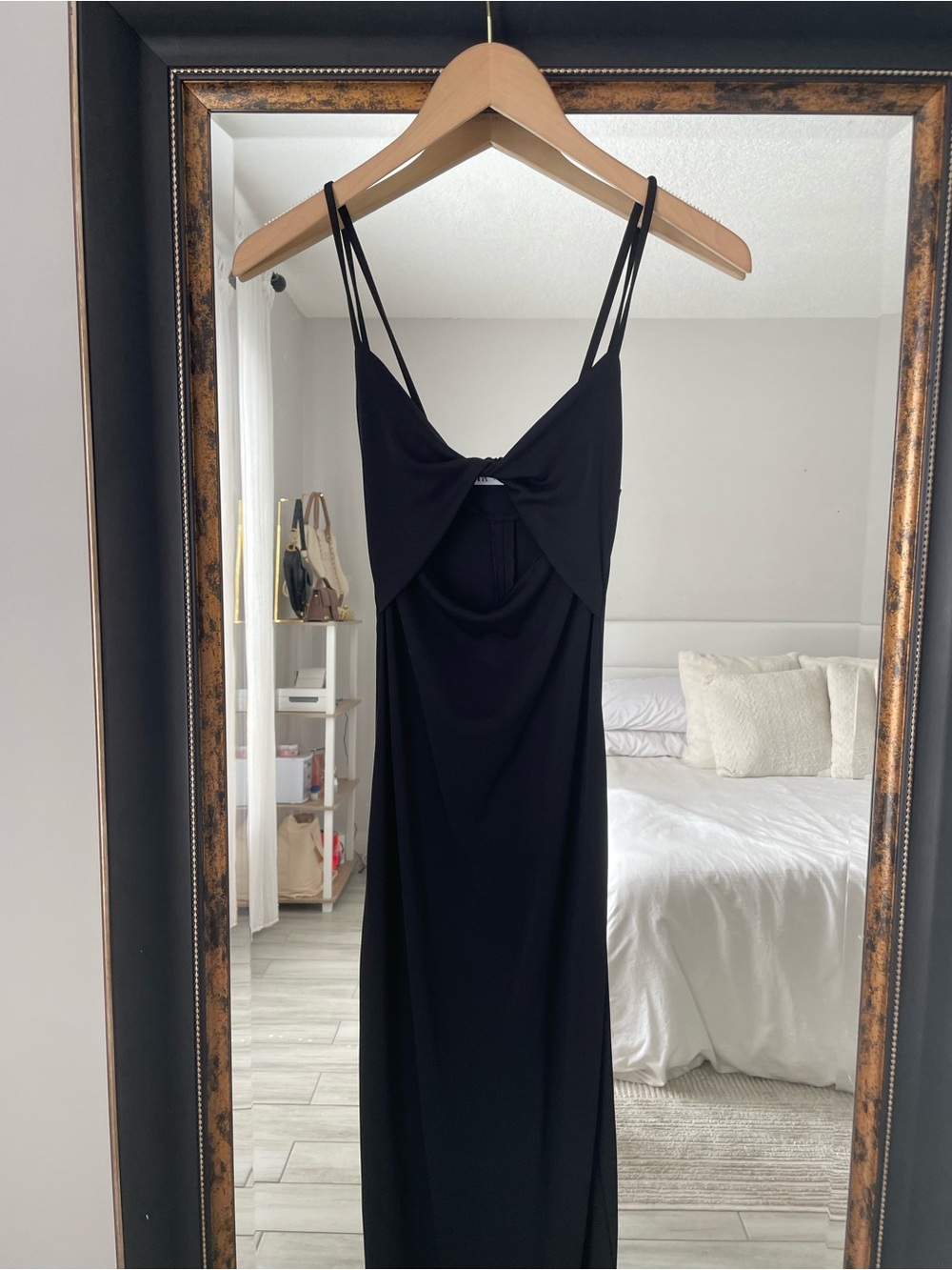 Zara Black Cutout Maxi Dress with Spaghetti Straps - Picture 3 of 5